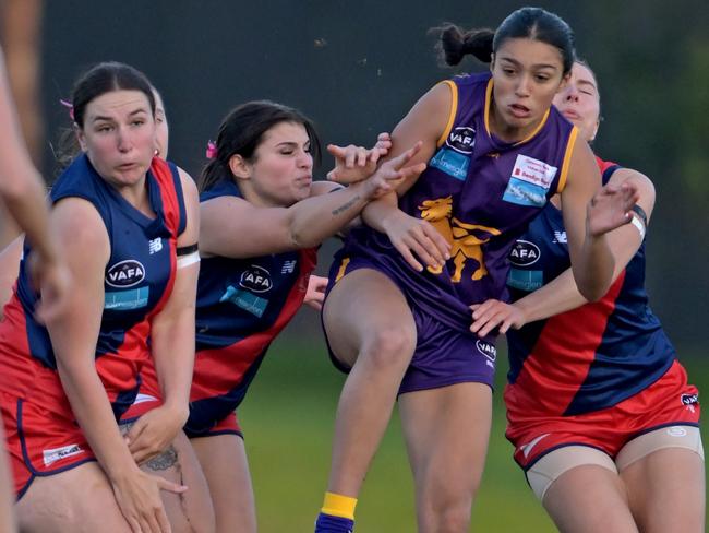 VAFA: Action from the clash between Collegians and Coburg. Picture: Andy Brownbill