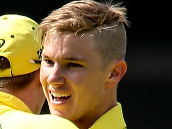 WELLINGTON, NEW ZEALAND - FEBRUARY 06: Adam Zampa (R) and Steve Smith (L) of Australia celebrate the wicket of Kane Williamson of New Zealand during game two of the one day international series between New Zealand and Australia at Westpac Stadium on February 6, 2016 in Wellington, New Zealand. (Photo by Martin Hunter/Getty Images)