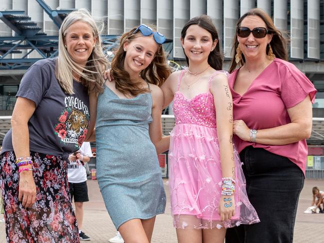 SYDNEY, AUSTRALIA - Daily Telegraph Photos February 26, 2024: Koz, Jassy, Rachel and Mesha at Taylor Swift's The Eras Tour concert held at Accor Stadium in Sydney. Picture: Christian Gilles