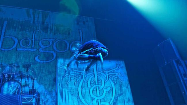 Randy Blythe belts out the vocals during Lamb of God's set at the Brisbane Entertainment Centre. Picture: Asagai Images