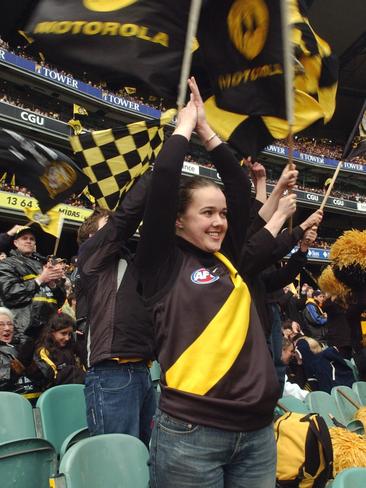 A fan enjoys a rare happy day during the barren Tiger run in the mid 2000s.