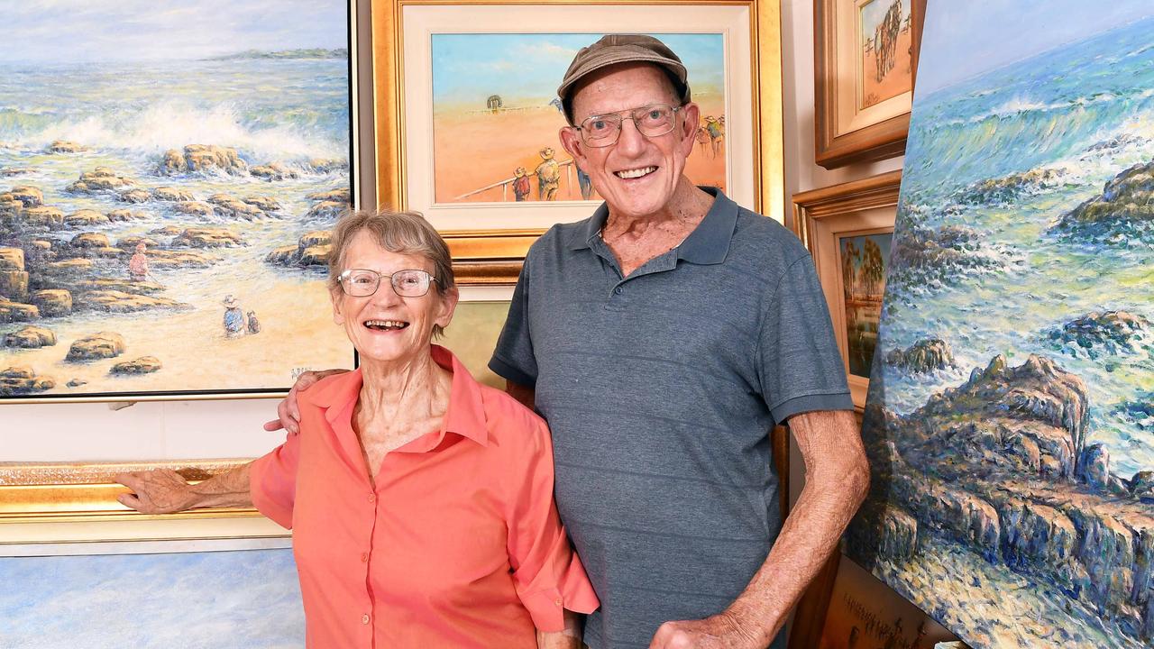 Artists Geoff McKenzie and Allison Shaw are celebrating 54 years of art (and love!). Picture: Patrick Woods.