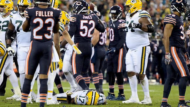 September 24, 2017: Green Bay Packers wide receiver Davante Adams #17 walks  off the field after the NFL Football game between the Cincinnati Bengals  and the Green Bay Packers at Lambeau Field