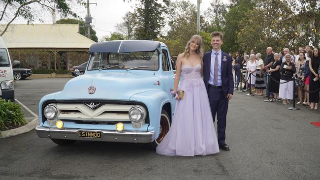 Students arriving in style for the 2024 Glasshouse Christian College formal at Flaxton Gardens.