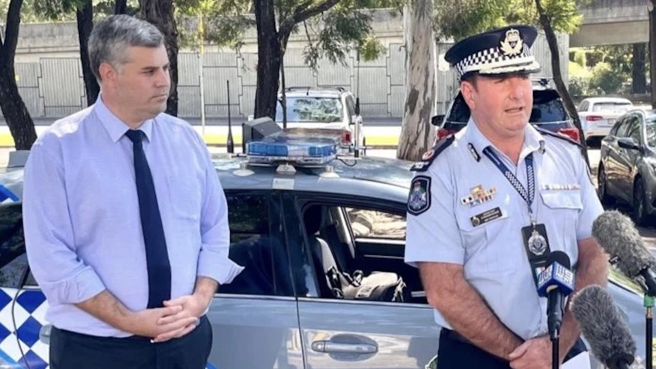 Minister for Police and Corrective Services Mark Ryan (left) and Assistant Commissioner Ben Marcus warned Queenslanders of deadly roads in the lead up to Easter. Picture: Supplied/QPS