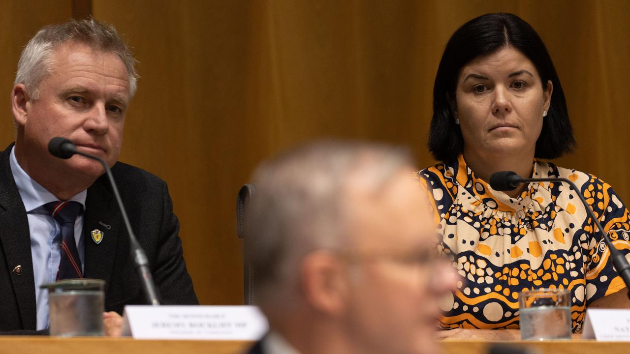 The state and territory premiers and chief ministers arrived at Parliament House in Canberra, for a National Cabinet meeting with Prime Minister Anthony Albanese. NT Chief Minister Natasha Fyles during a press conference at Parliament House in Canberra. Picture: NCA NewsWire / Gary Ramage