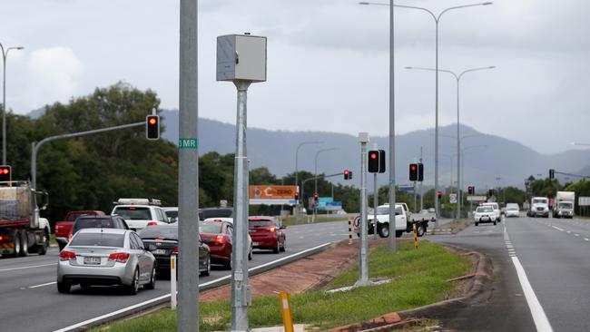 A red light/speed camera installed opposite Mt Sheridan Plaza on the Bruce Highway at the intersection of Coombs St. Picture: Stewart Mclean