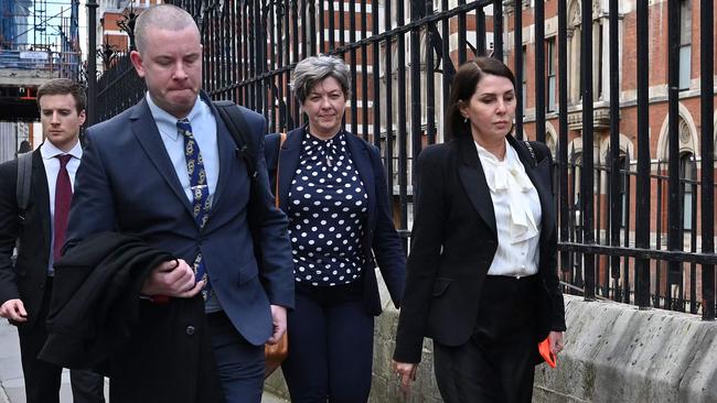 English actor and fashion designer Sadie Frost leaves Royal Courts of Justice. Picture: AFP