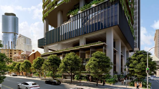 An artist’s impression of the Queen’s Wharf apartment tower in Brisbane.