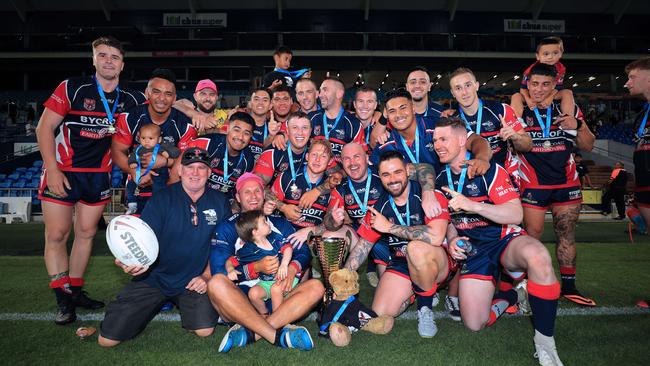 17th October 2020, Runaway Bay Seagulls celebrate winning the Gold Coast Rugby League A-Grade Grand Final against the Burleigh Bears played at CBus Stadium Photo: Scott Powick Newscorp
