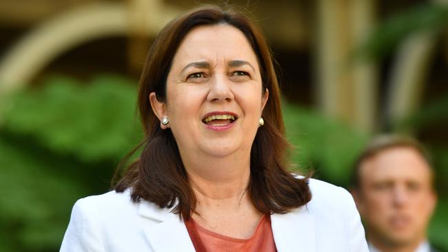 Queensland Premier Annastacia Palaszczuk addresses a press conference this afternoon. Picure: Darren England/AAP