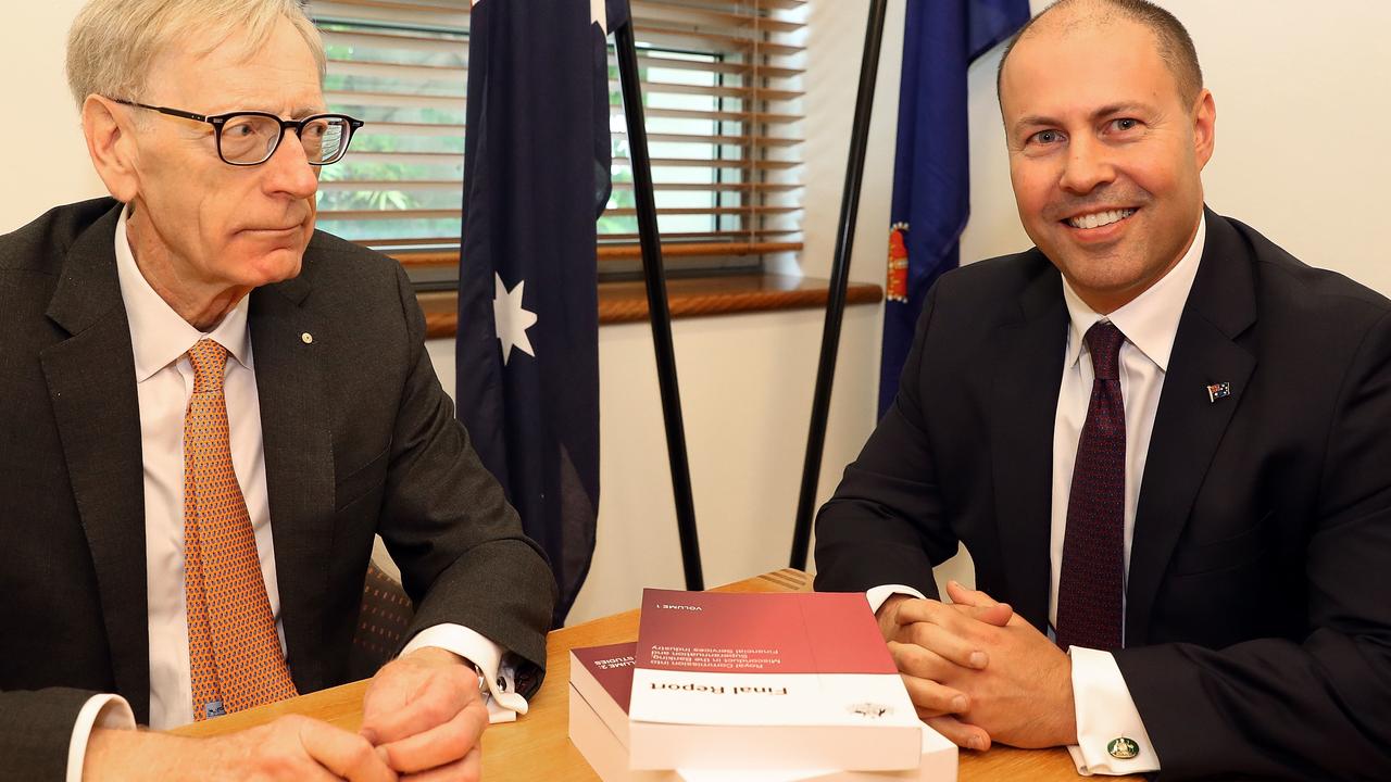 Commissioner Kenneth Hayne and Treasurer Josh Frydenberg. Picture: Kym Smith 