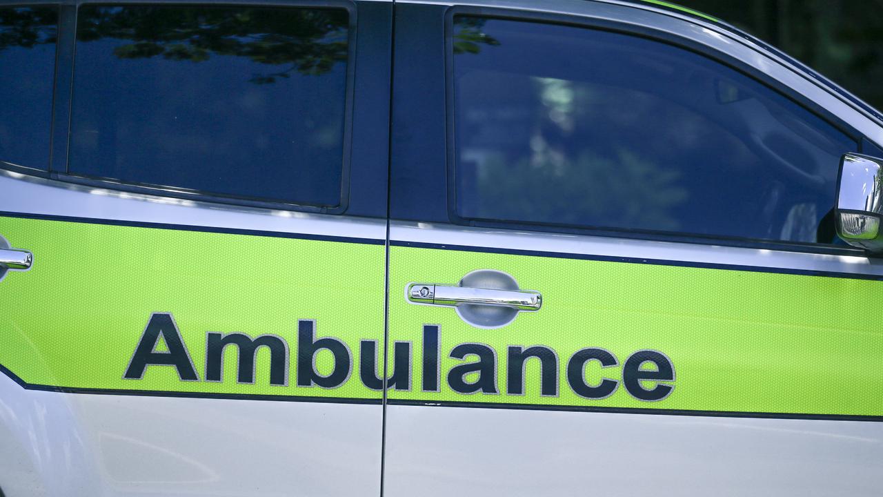 A car has crashed into a light pole in Nambour this afternoon. Picture: NewsWire / Glenn Campbell