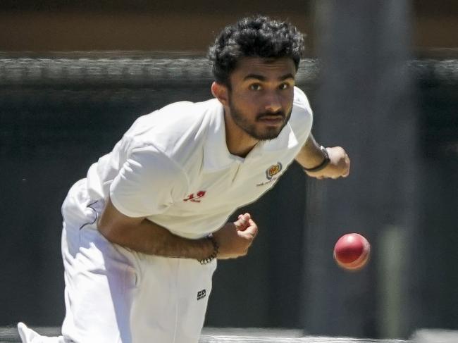 Cricket Southern Bayside, Dingley v Mordialloc. Mordialloc bowler Insaf Iqbal. Picture: Valeriu Campan