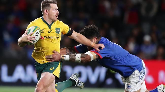 Bernard Foley makes a break during the International Test match between the Wallabies and Samoa.