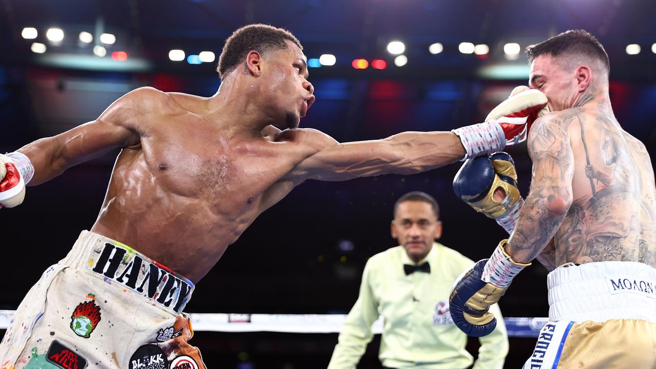 George Kambosos was outclassed. (Photo by Mikey Williams/Top Rank Inc via Getty Images)