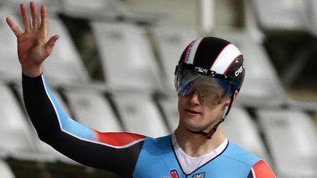 CYCLING - Track sp Srint cycling - International Track Series at Adelaide SuperDrome. Matthew Glaetzer wins the Men's Sprint Final. Photo Sarah Reed.