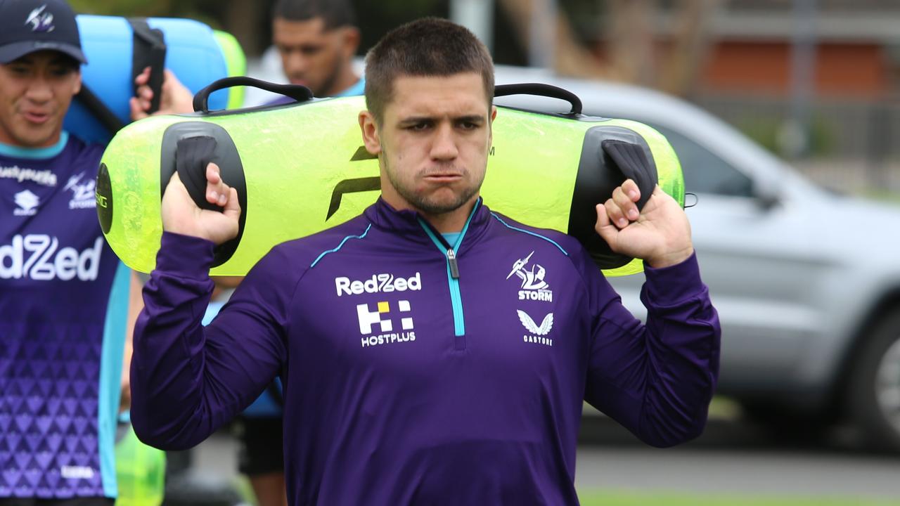 Jayden Nikorima training with new NRL club Melbourne. Credit: Melbourne Storm