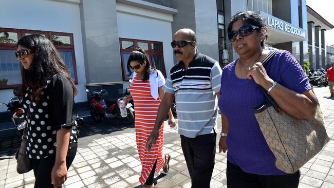 Myuran Sukumaran’s family visit Kerobokan jail yesterday. Picture: Nashyo Hansel