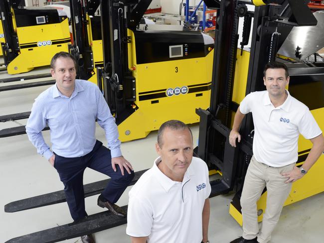 Tommy Eklof, Thomas Wilson and Fredrik Utbult at NDC’s Frenchs Forest factory. Picture: Troy Snook