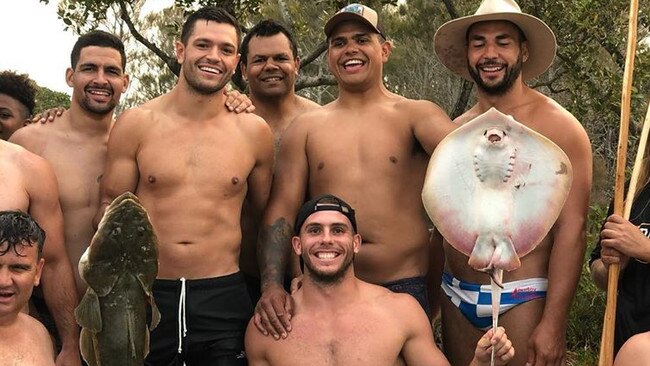 Adam Elliott with Latrell Mitchell and other NRL stars at an indigenous leadership camp