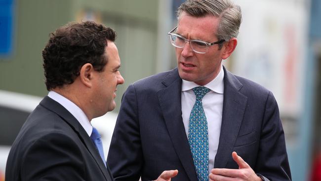 NSW Premier Dominic Perrottet and Jobs Minister Stuart Ayres defended the lockdown policy on Tuesday. Picture: NCA Newswire / Gaye Gerard