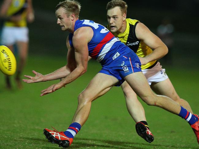 Will Hayes attempts a mark for Footscray in the VFL last year. Picture: Getty Images