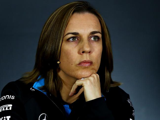 BAKU, AZERBAIJAN - APRIL 26: Williams Deputy Team Principal Claire Williams talks in the Team Principals Press Conference during practice for the F1 Grand Prix of Azerbaijan at Baku City Circuit on April 26, 2019 in Baku, Azerbaijan. (Photo by Dan Istitene/Getty Images)