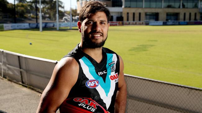 Patrick Ryder at Alberton ahead of his 200th AFL game in June. Picture: Calum Robertson