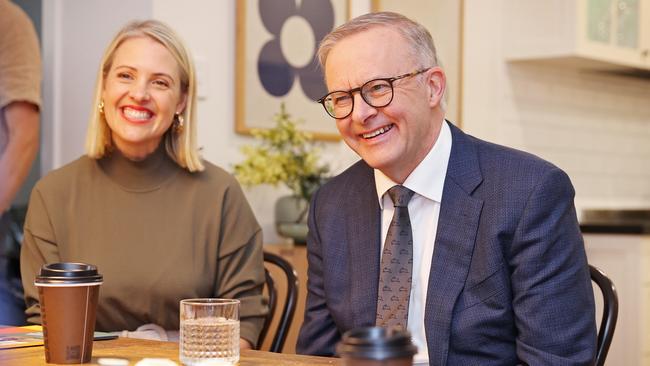 Georgie Dent from The Parenthood with Anthony Albanese. Picture: Sam Ruttyn