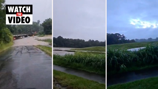 Flooded roads in the Mooloolah Valley