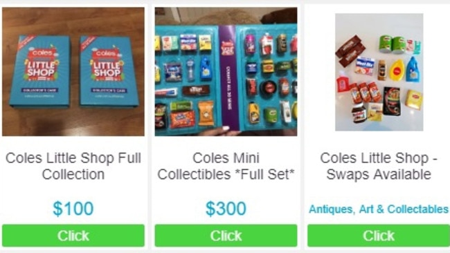 Coles’ Little Shop Minis have been going for hundreds of dollars on sites like Gumtree and eBay. (Pic: Gumtree)