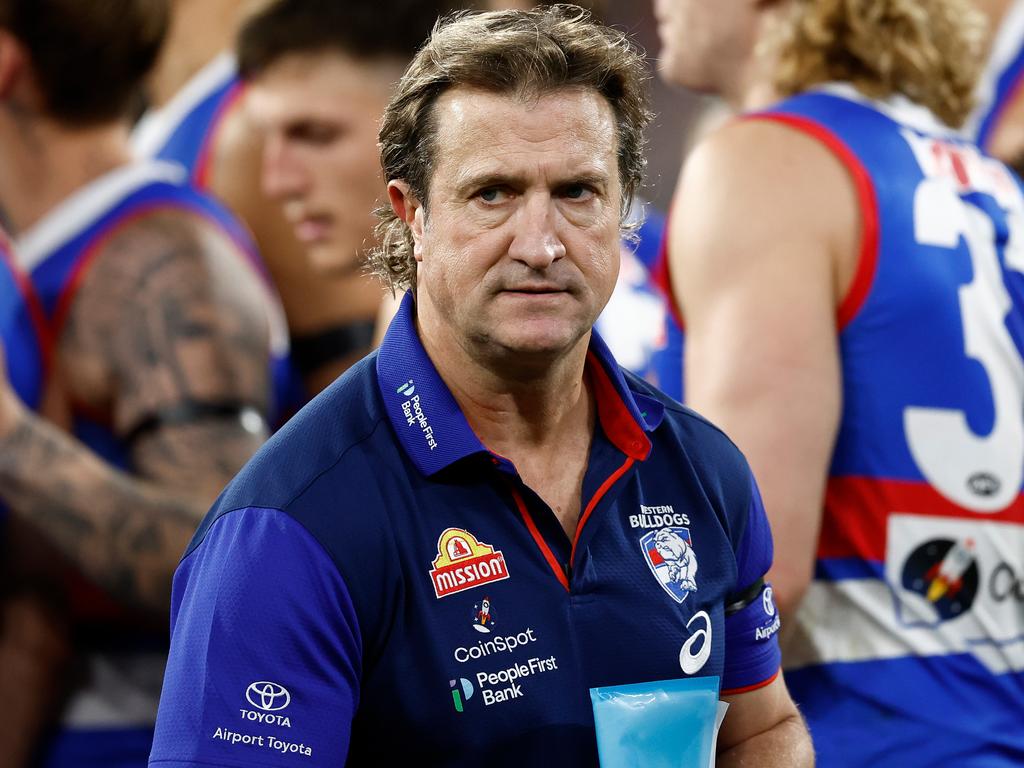 MELBOURNE, AUSTRALIA - SEPTEMBER 06: Luke Beveridge, Senior Coach of the Bulldogs looks on during the 2024 AFL Second Elimination Final match between the Western Bulldogs and the Hawthorn Hawks at The Melbourne Cricket Ground on September 06, 2024 in Melbourne, Australia. (Photo by Michael Willson/AFL Photos via Getty Images)