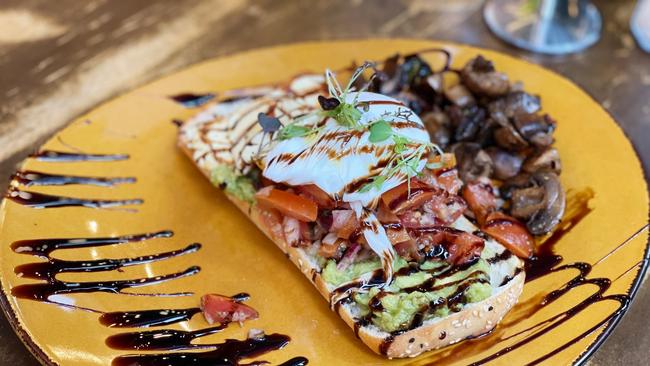 Smashed avocado plus mushrooms at La Crema, St Marys. Picture: Dianne Mattsson