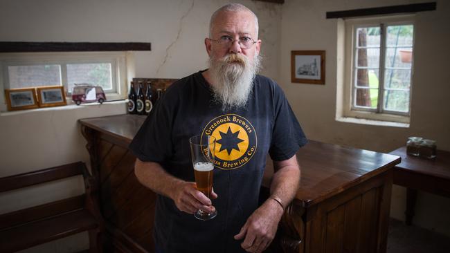 Darryl Trinne at his Barossa Brewing Company, a historic 1860s former wheat store at Greenock. Picture: Matt Turner