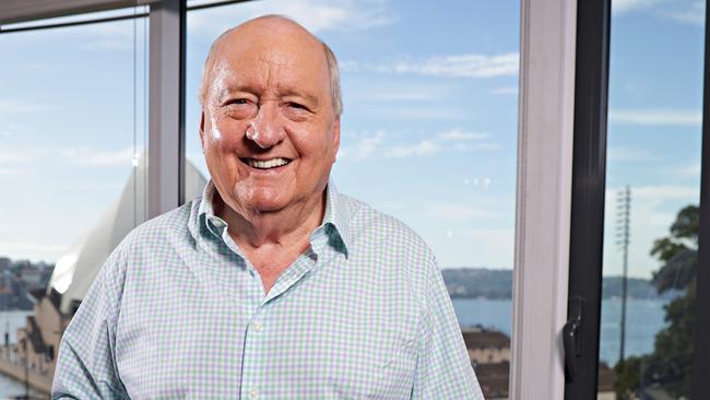 Alan Jones pictured at his Circular Quay home in 2023. Picture: Adam Yip