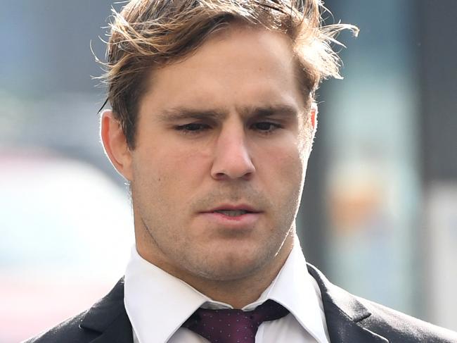 SYDNEY, AUSTRALIA - NewsWire Photos APRIL 30, 2021.Jack de Belin arrives at Downing Street Court for the closing addresses in his trial for alleged rape in 2018. Picture: NCA NewsWire / Jeremy Piper