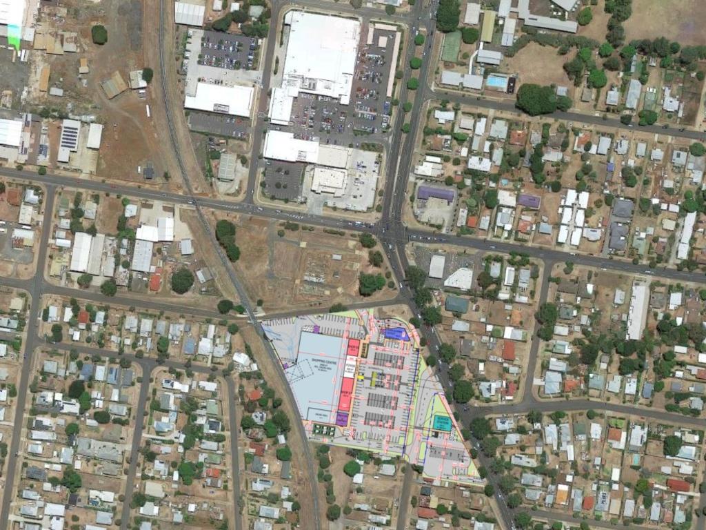 A proposed Toowoomba shopping centre on Ruthven Street, which is just a few hundred metres from Northpoint Shopping centre to the north.