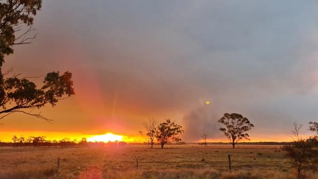 Member for Callide in the Queensland parliament Bryson Head shared pictures of the fires and smoke around Miles. Picture: Bryson Head MP