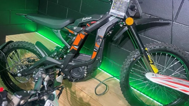 Electric motorcycles such as Sur-Rons (pictured) and Talarias are causing terrible problems for law enforcement, Gold Coast Highway Patrol officers say. Picture: QPS