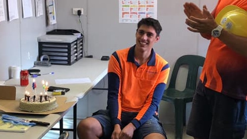 Christopher Cassaniti celebrates his 18th birthday at work just days before he was crushed by falling scaffolding.