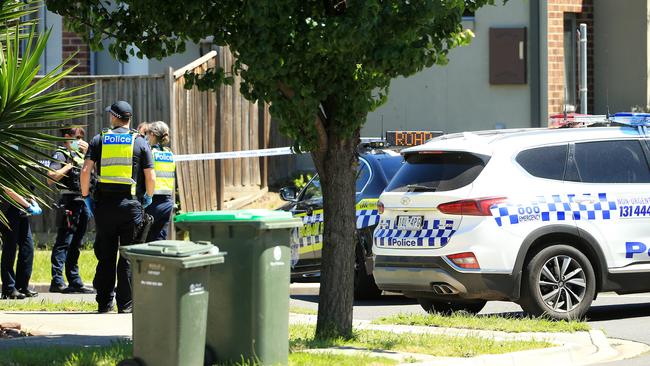 Police at the scene of the suspected homicide on Umbria Rd, Mernda. Picture: Mark Stewart