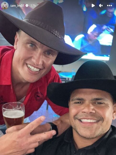 Latrell Mitchell posted a photo with Jack Wighton on Saturday. Picture: @iam_lm01