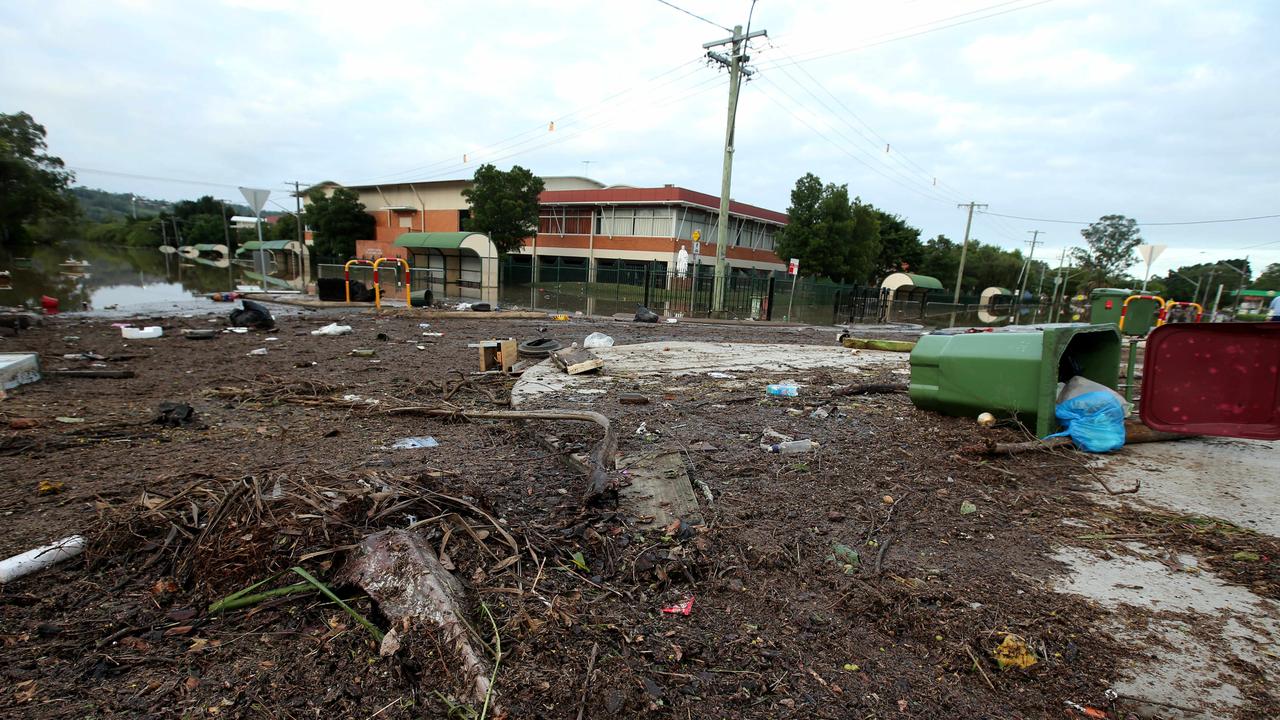 The streets of Lismore including the CBD have been inundated with floodwater after the Wilson River overtopped the flood levee. Leycester St. Picture: Nathan Edwards