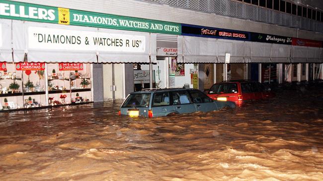 In 1996, Main Street, Coffs Harbour was engulfed by flash flooding. Picture: contributed.