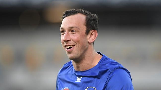 BRISBANE, AUSTRALIA – AUGUST 05: Todd Goldstein of the Kangaroos is seen warming up during the round 10 AFL match between the Geelong Cats and the North Melbourne Kangaroos at The Gabba on August 05, 2020 in Brisbane, Australia. (Photo by Albert Perez/AFL Media/via Getty Images)