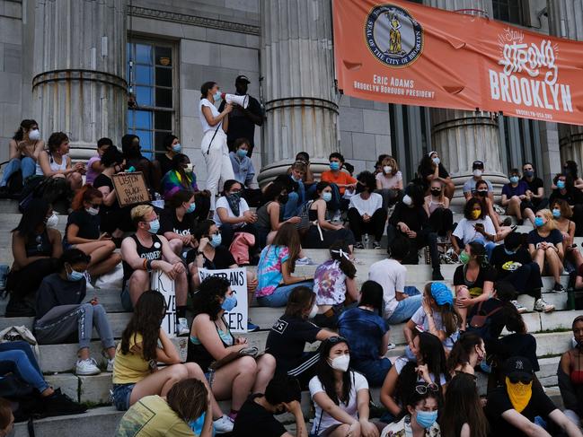 People attend a Black Lives Matter protest in Brooklyn. Picture: AFP