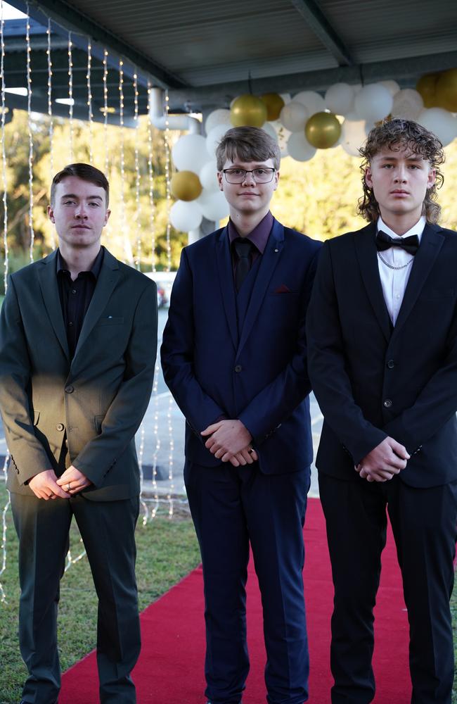 Albin, Dallas and Ben at the Coolum State High School formal 2023. Pictures: contributed