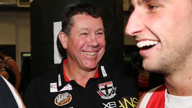 Brett Ratten was all smiles after his side’s win. Picture: Getty Images