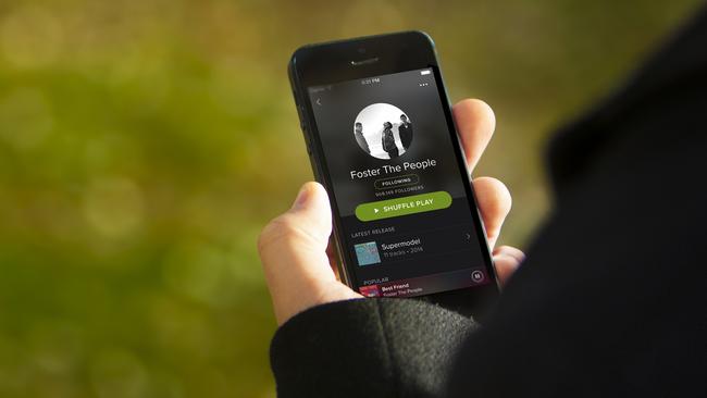 Song streaming on the go ... Spotify launched in Australia in 2012, and now offers free access to playlists on mobile phones.